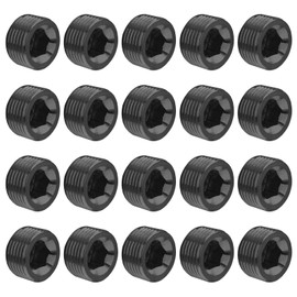 Glarks 20Pcs Carbon Steel 1/4'' NPT Male Pipe Plug Fitting Assortment Set Internal Hex Thread Socket Pipe Plug Kit