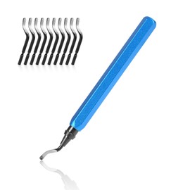 Deburring Tool flintronic Deburring Tool Universal, Metal Handle Hand Deburring Tool with 10 Pieces Replacement Blades, 360° Rotating Blade Cutting Tool for 3D Printer, Plastic, Aluminium