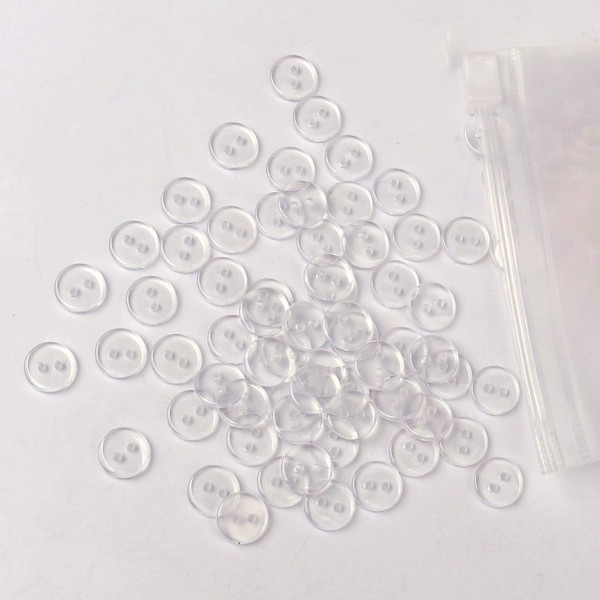500 Pcs Clear Resin Buttons, Clear 2 Hole Buttons Transparent