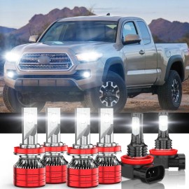 CHUSYYRAY For Toyota Tacoma 2016-2019 Combo LED Hi/Low Beam Headlight Fog light Bulbs Kit