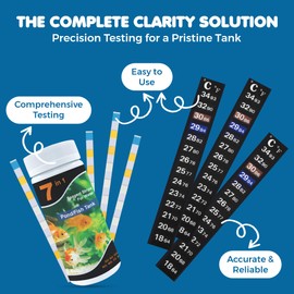 SunGrow Test Kit for Aquarium, Accurate Water Quality Monitoring, Essential Tool for Fish Keepers and Tank Maintenance, 1 Bottle with 100 Strips & 3-Piece Sticker Thermometer, 1 Set Per Pack 