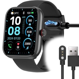 Compatible for IDW20 Smart Watch 1.91" Charger, Blueshaweu 2 Pin Magnetic USB Replacement Charging Compatible with Faweio IDW20,TMHAI,Veryfit,ENOMIR,Fanonon,IDW20 Smart Watch 1.91 inches (Black)