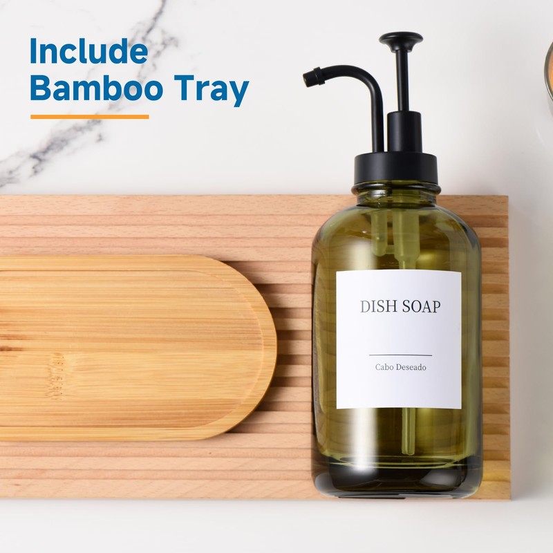Glass Soap Dispenser with Upgrade Pump, Hand and Dish Soap