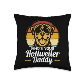 Who's Your Rottweiler Daddy Retro Dog Rottweiler Men Throw Pillow