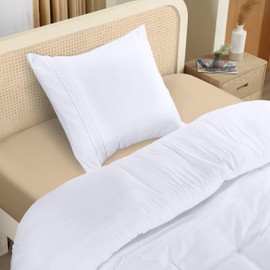 Utopia Bedding Bed Linen 135 x 200 cm Set - Microfibre Duvet Cover 135 x 200 cm + 1 Embroidered Pillowcase 80 x 80 cm - White