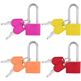Flintronic 4 Pieces Padlock with Keys, Luggage Locks, Suitcase Lock, Suitcase Locks, 4 Colours Mini Padlock, Luggage Lock Security Lock