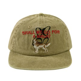 Croogo Retro Flat Brim Baseball Cap Casual Washed Cotton Hat Flat Bill Funny Hat with Cute Dog Embroidery Pattern,Khaki