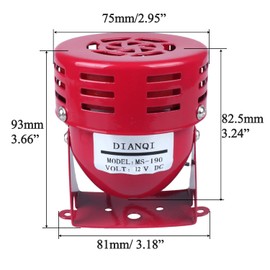 DIANQI DC12V, 120dB Red Mini Electric Motor Alarm, Motor Siren, Buzzer Sound Alarm Bell Horn for Suitable for Warning Information of Small Hoist, Light Transfer Cars and The Inside of Small Vessel