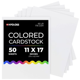 Hygloss White Cardstock - 11x17-Inch, 50 Sheets, 65 lb/ 176 gsm, Fade-Resistant, Acid-Free Color Card Stock Paper