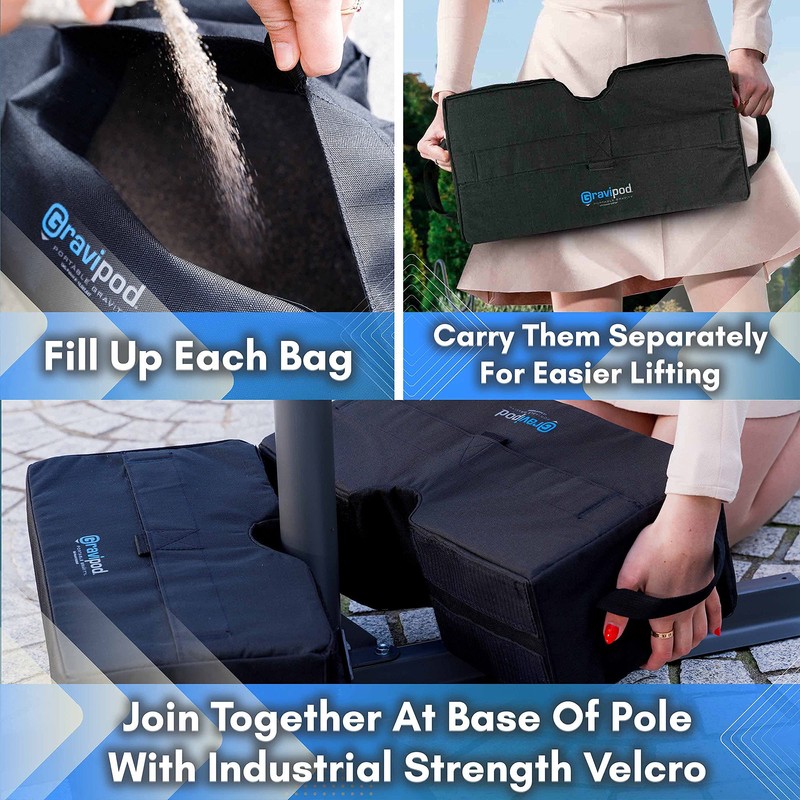 Gravipod DUO Square Detachable Umbrella Base Weight Bags, Up to