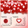 NAISKA 60PCS Red Heart Hair Beads for Braids Round Pony