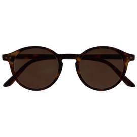 OPULIZE REY Reading Sunglasses - Retro Round Frame - Matt Brown Tortoiseshell - Mens Womens - Spring Hinges - S56-2 - +2.00
