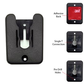 LycoGear Universal Ham CB Radio Microphone Mic Hanger Holder Mount with Adhesive Back, Pre Drill Holes & Single T Tab Connection, KLP-X2