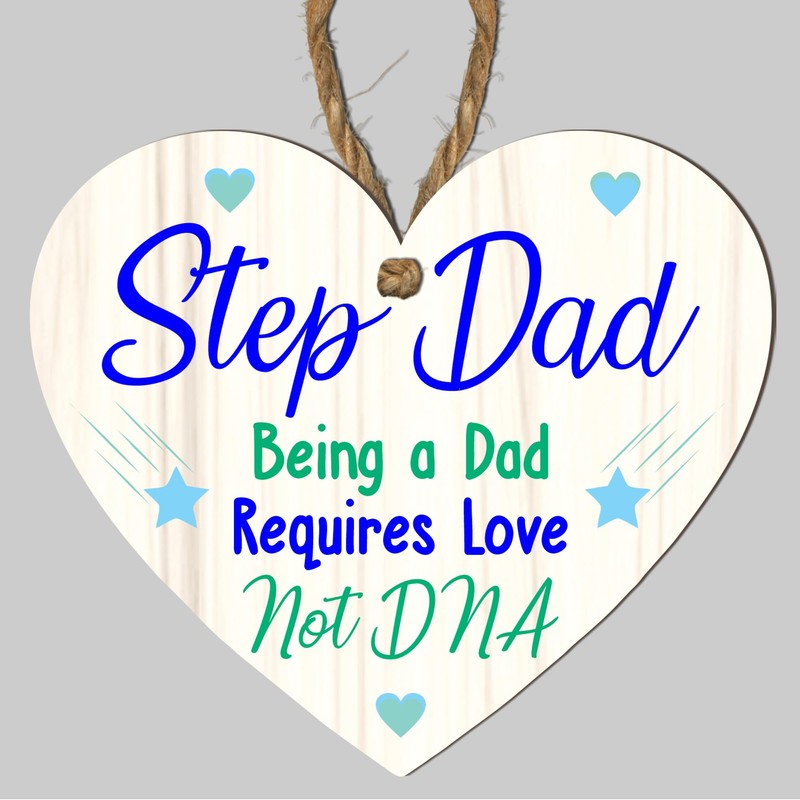 Pixie's Gifts Stepdad Wooden Heart Plaque - Sentimental Gift for