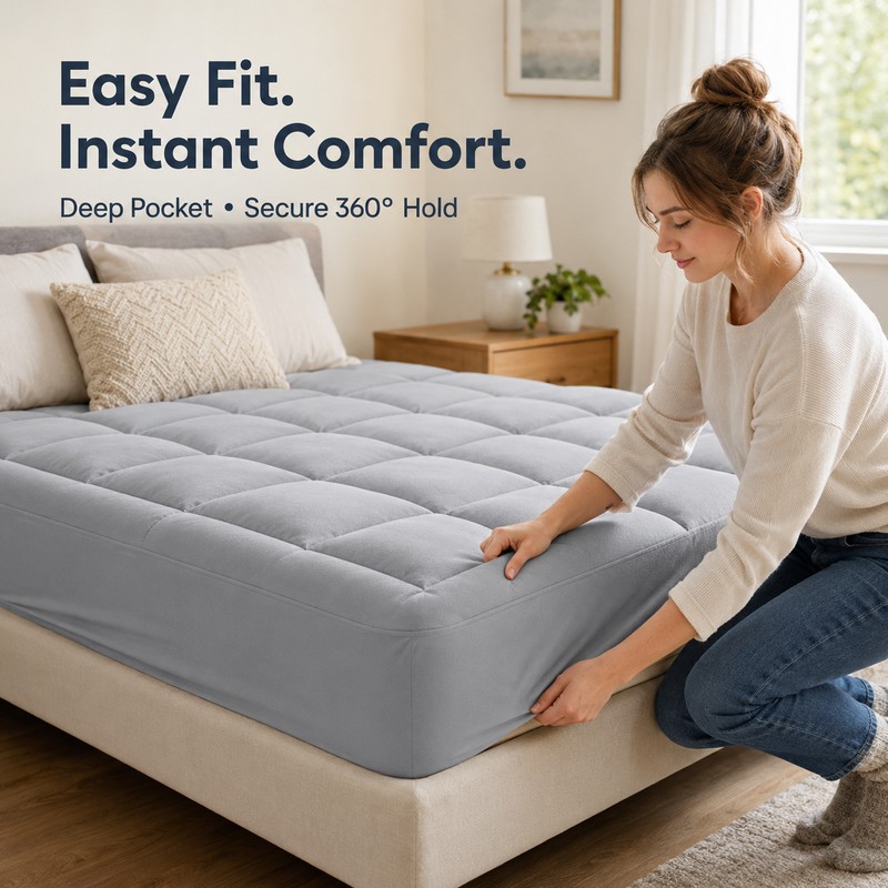 Extra Thick 1000GSM Cooling Mattress Pad, Deep Pocket Topper