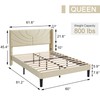 VECELO Queen Size Bed Frame Upholstered Platform with Wave Fabric