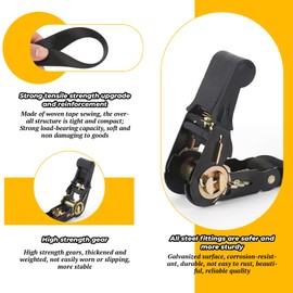 Alovez Pack of 2 Tie Down Straps with Ratchet - 4 m x 800 kg x 25 mm, Adjustable Lashing Straps with Clamping Lock, Maximum Load 800 kg Lashing Straps with Ratchet for Car, Sack Truck, Motorcycle