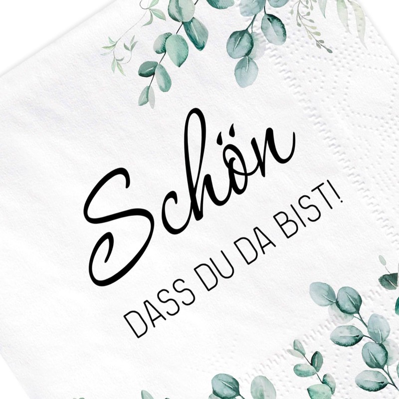 Pack of 40 Serviettes Schön Dass Du Da Bist, Eucalyptus