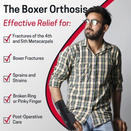 Ezy Wrap Boxer Fracture Splint Hand Brace with Finger Support – Wrist Brace Right Hand with Adjustable Fit, Hypoallergenic Material & Soft Edges – Designed for Metacarpal Fracture, Sprain, or Swelling