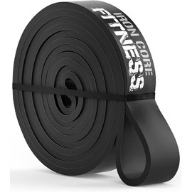 Iron Core Fitness Langes Schleifen-Widerstandsband mit elastischem Gummi für Fitnessstudio, Krafttraining Widerstandsband (Schwarz, L)