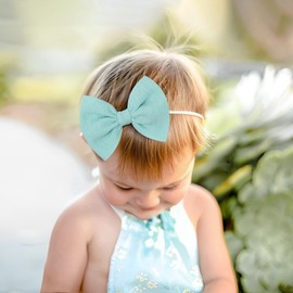 Lanmerry Baby Girls Stretchy Soft Knot Headbands with Hair Bows Newborn Toddler Hairbands Infant Toddlers Kids Hair Accessories Colorful 6 PCS