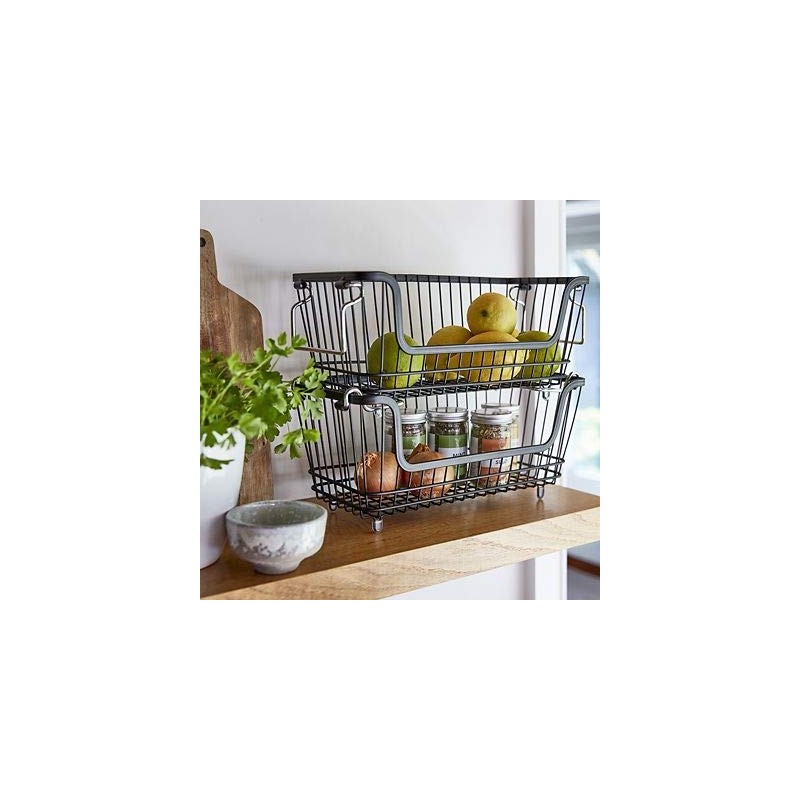 Lakeland Mtt Black Multi-Purpose Stackable Wire Storage Basket With Carry