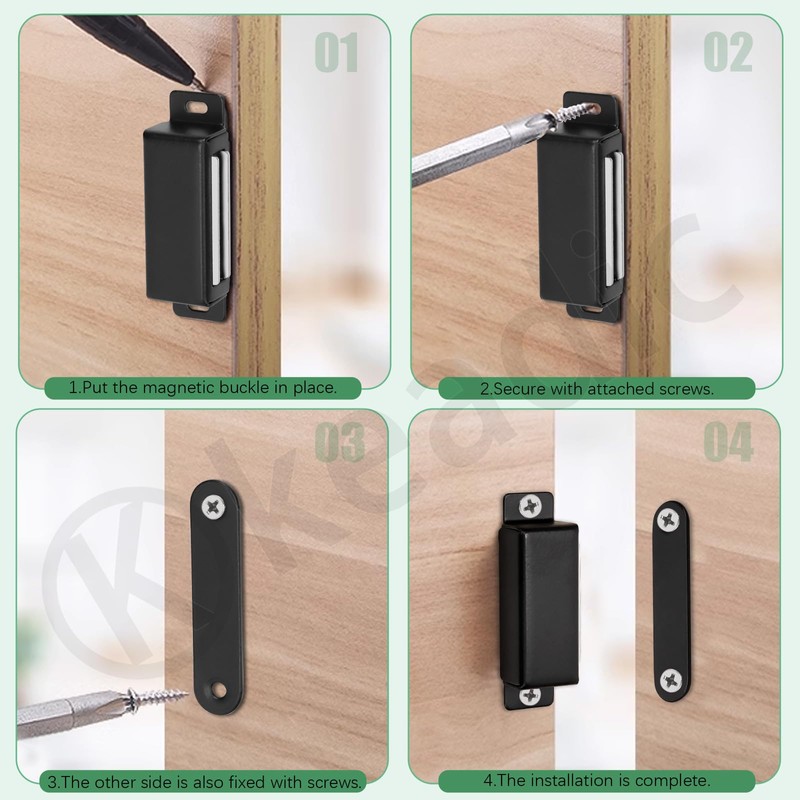 Keadic Magnetic Door Catch, Cabinet Magnets for Kitchen Bathroom (Black,