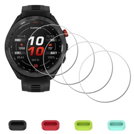 iDaPro [4 Pack] Screen Protector for Garmin Approach S70 47mm GPS Golf Watch + Silicone Anti-dust Plugs Tempered Glass Anti-Scratch Bubble-Free Easy Installation