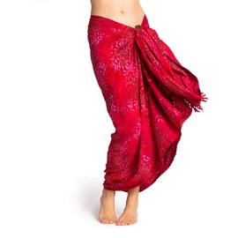 PANASIAM Sarong in red tones, scarf, towel, beach towel, wrap dress, soft natural fabrics, fair production, B501 Red