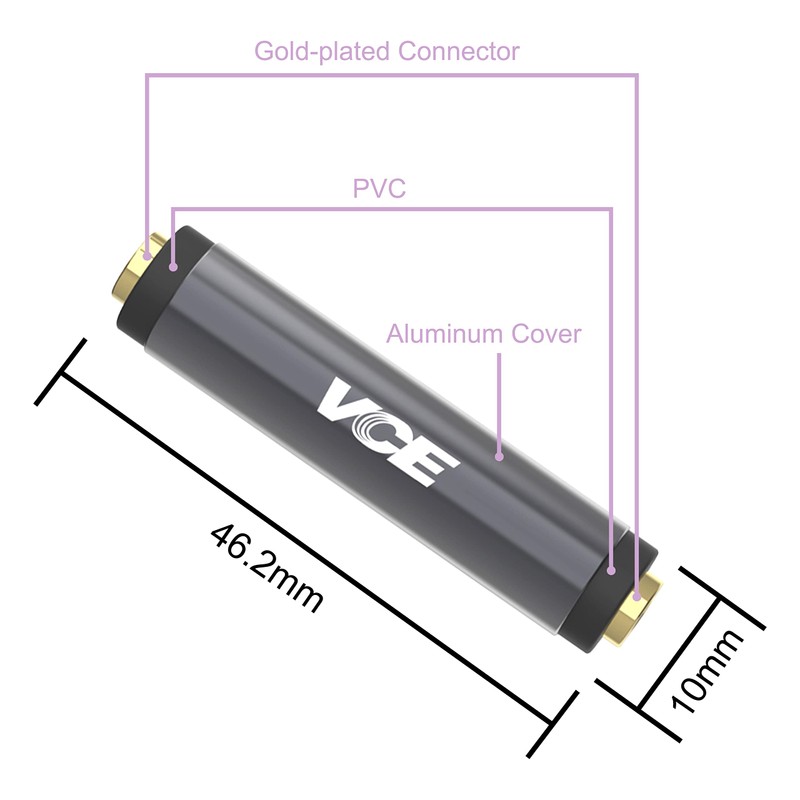VCE 3.5mm Female to Female Adapter, 1/8 Inch Stereo Mini