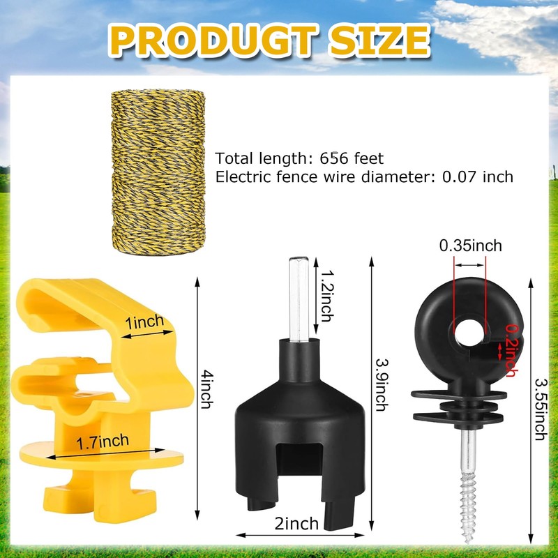 Electric Fence Wire Kit - 656 ft 200 Meters Electric