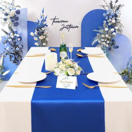 B-COOL Navy Table Runner Satin Table Runners Wedding Table Runners 10 Packs 12x108 inch Silk Smooth Fabric for Wedding Party Decorations