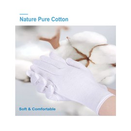 Donfri 2 Pairs White Moisturizing Gloves Overnight Cotton Gloves for SPA, Dry Hands Eczema, Hand Care, Day and Night Healing，Reusable