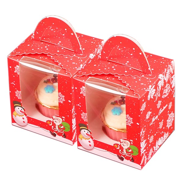 Allbusky 20PCS Christmas Individual Cupcake Boxes Muffin Boxes Single Cupcake