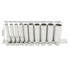 PWT IDS14SET Deep Socket Set, Hex, 1/4 Inch, 0.25 inch (6.35 mm), Set of 10