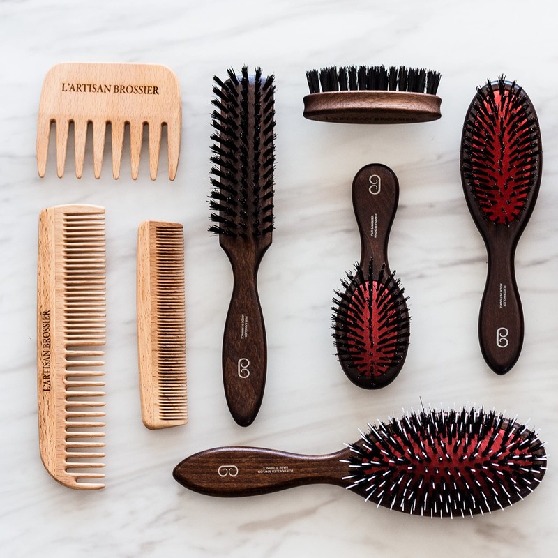 l'artisan BROSSIER, 1 x Small Wooden Hair Brush Natural Bristle