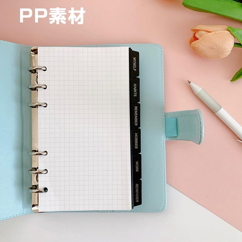 ESJNNK Index Card A5 Divider Card 7pcs 6 Holes PP