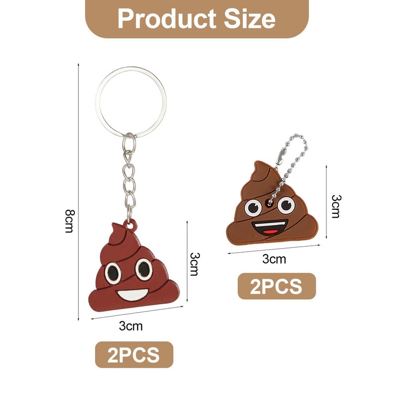 4 Pieces of Poop-Shaped Keychains, Funny Keychains, Creative Keychains, Interesting