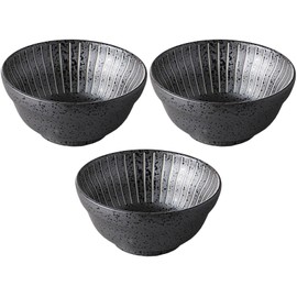 Setomonohonpo Set of 3 Hasui Tokusa Black Mat New Daruma 3.0 Small Bowl [3.7 x 1.7 inches (9.5 x 4.2 cm)] [Small Bowl]