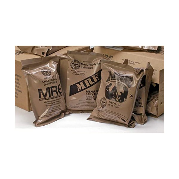 2022 Inspection MREs (Meals Ready-to-Eat) Genuine U.S. Military Surplus Assorted Flavor (4-Pack), Emergency Meals, Military Grade, Hunting, Camping, Fishing, Prepper supplies and Survivalism ready