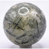 2.1" 225g Green Prehnite w/Black Tourmaline Carved Sphere Polished Natural