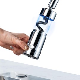 Tap Extension, 360 Degree and 2 Adjustable Modes Tap Attachment Swivelling Aerators for Taps Kitchen and Taps Bathroom Silver