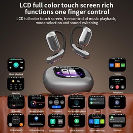 AI Real-Time Translation Earbuds, Wireless Bluetooth Earbuds with 144 Languages, Two-Way Translator Earbuds, Noise Cancelling, with LCD Touch Screen for Pad Tablet Laptop Android/iOS Phones, Gray