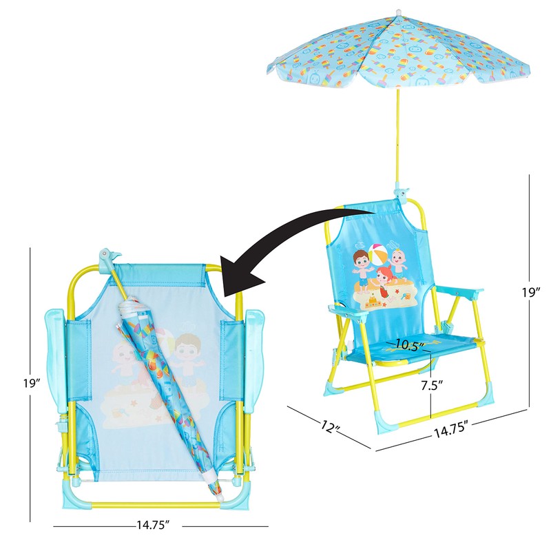 Idea Nuova CoComelon Kids Folding Beach Chair with Umbrella –