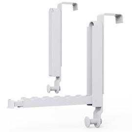 Majewel Over The Door Hooks Hanger 2 Pack, Adjustable Over The Door Drying Rack for Laundry, Foldable Drying Laundry Over Door Towel Racks for Clothes, Bags,Towels,Door Decor, Bathroom,2 Pack, White
