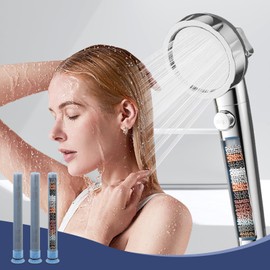 HANLIAN 3 Packs Shower Head Filter Replacement for Hard Water, KDF Shower Filter Replacement Cartridge to Improve Skin & Hair, Water Filter For Shower to Remove Chlorine, Heavy Metals & Impurities