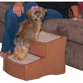 Pet Gear Easy Step II Pet Stairs, 2 Step for Cats/Dogs up to 75-pounds, Portable, Removable Washable Carpet Tread, No Tools Required, Toffee