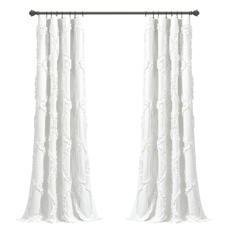 Lush Decor Single Window Curtain Panel White 95 by 54-inch