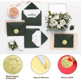 100 x Thank You Stickers,1.6 inche Round Gold Wedding Invitation Stickers, Personalizados Party Invitation Stickers Packaging Supplies for Small Business (Thank You)