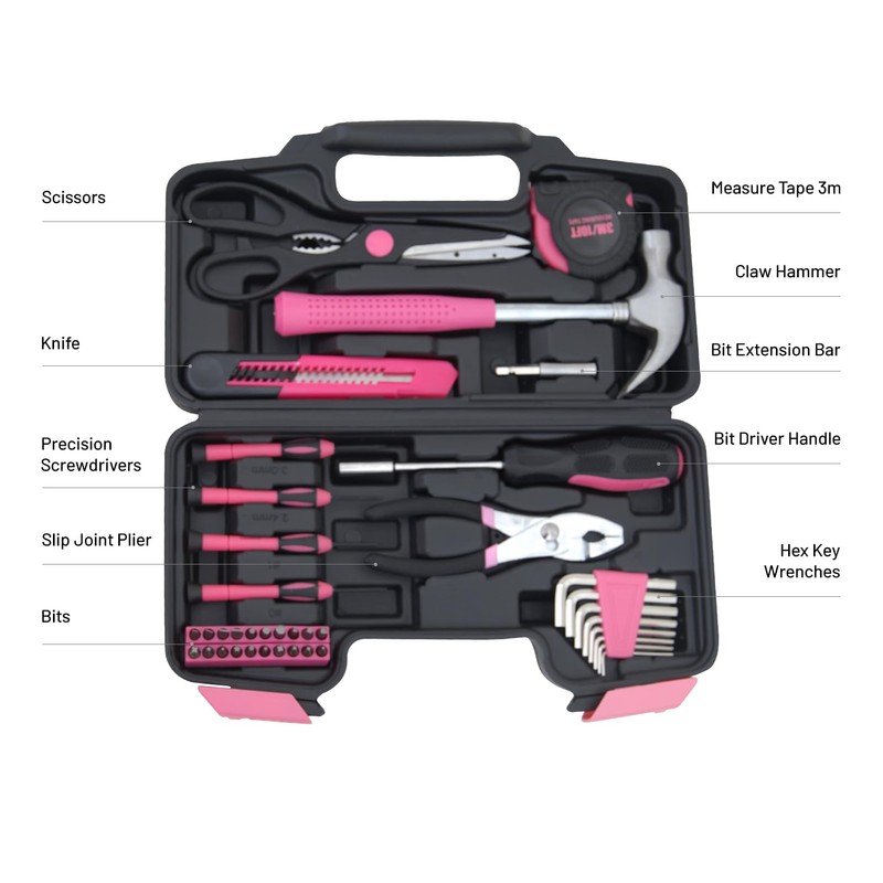 Hantinstom 39-Piece Household Tools Kit Essential Home Repair Set with